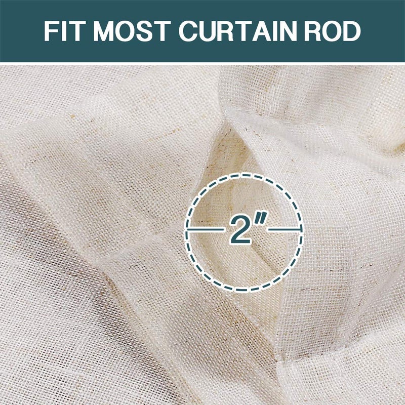 FantasDecor Natural Linen Curtains 84 inch Long Rod Pocket Flax Linen Burlap Semi Sheer with Light Filtering Privacy Window Treatments for Living Room, W52 x L84, Natural - Image 4